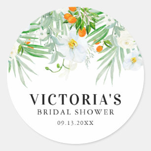 Sticker Rond Orchidées aquarelles et kumquats Fête prénuptiale 