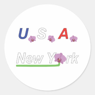 Sticker Rond Orchidées avec texte New York