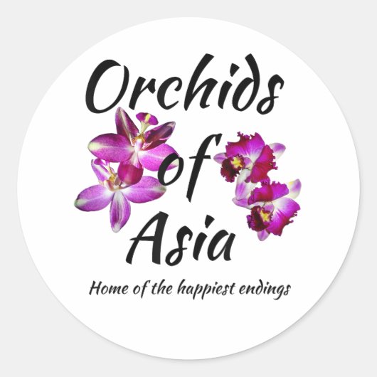 Sticker Rond Orchidées d'Asie (Devant)