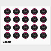 Sticker Rond Orchidées Fuchsia sur anneaux de Mariage noir- (Feuille)