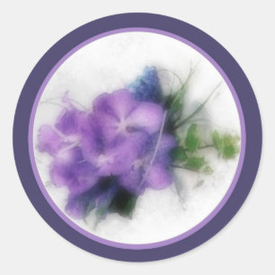 Sticker Rond Orchidées violettes 1 enveloppe scellée