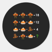 Sticker Rond Order Of Operations Thanksgiving Quiz Funny Math T (Devant)