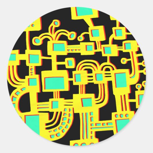 Sticker Rond Ordinateur Alien (Devant)