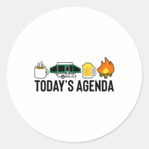 Sticker Rond Ordre du jour Camping Café Pop Up Camionnette à bi