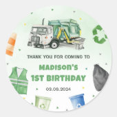 Sticker Rond Ordures Camion 1ère fête d'anniversaire (Devant)