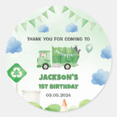 Sticker Rond Ordures Camion 1ère fête d'anniversaire (Devant)