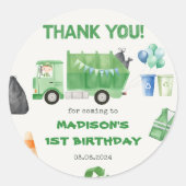 Sticker Rond Ordures Camion 1ère fête d'anniversaire (Devant)