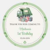 Sticker Rond Ordures Camion 1ère fête d'anniversaire (Devant)