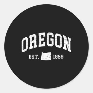 Sticker Rond Oregon - Est. 1859 - Déshabilisé _ Clic de concept