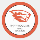 Sticker Rond Oregon State Beavers | Tête de castor (Devant)