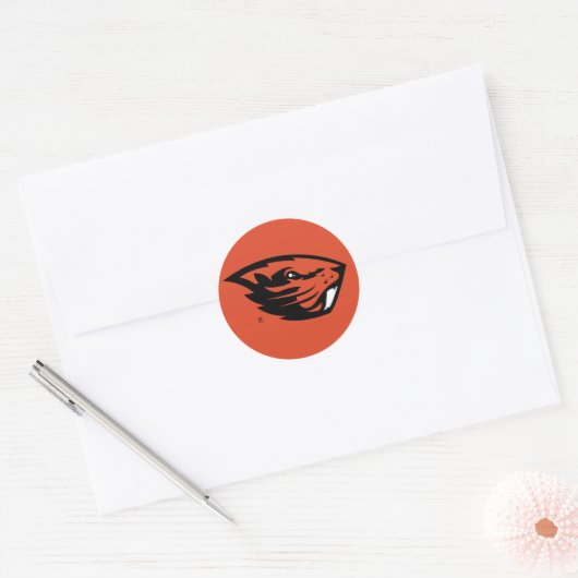 Sticker Rond Oregon State Beavers | Tête de castor (Enveloppe)