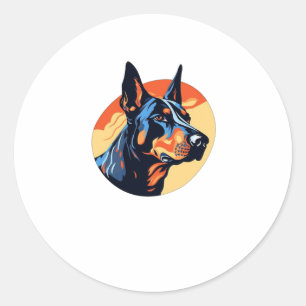 Sticker Rond Oreille naturelle Doberman Lover 2