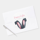 Sticker Rond Oreilles de Lapin Mignon Joyeuses Pâques