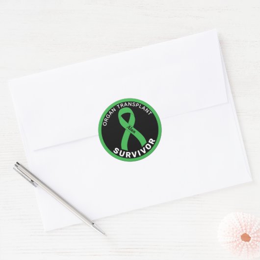 Sticker Rond Organ Transplant Ribbon Black (Enveloppe)