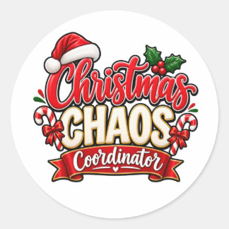 Sticker Rond Organisateur de chaos de Noël Conception festive d
