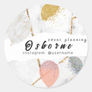 Sticker Rond Organisation d'événements avec ballons rose gold