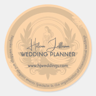 Sticker Rond Organiseur de mariage à motif pêche moderne Logo