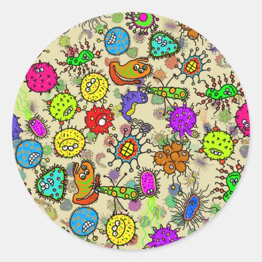 Sticker Rond Organismes de laboratoire microscopique amusants (Devant)