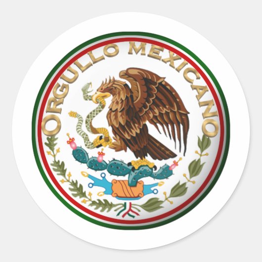 Sticker Rond Orgullo Mexicano (aigle du drapeau mexicain) (Devant)