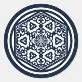 Sticker Rond Oriental Blue Ottoman Tracery Art (Devant)