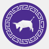 Sticker Rond Origami chinois Ox, violet (Devant)