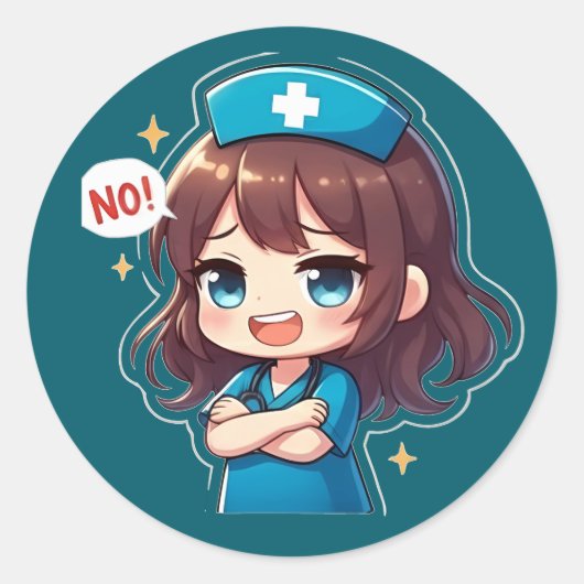 Sticker Rond Original Chibi Nurse - Sassy Nursing Life (Devant)