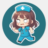 Sticker Rond Original Chibi Nurse - The Hectic Shift (Devant)