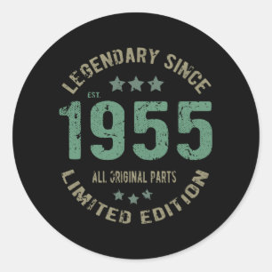 Sticker Rond Original depuis 1955 Légende Vintage Cadeau d'anni