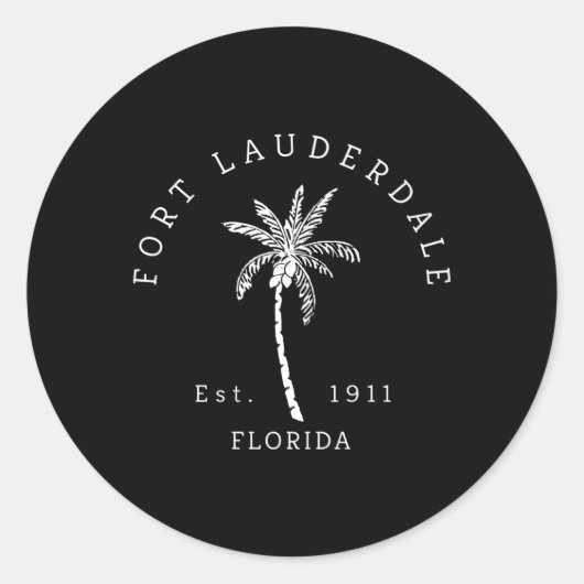 Sticker Rond Original Fort Lauderdale Palm Tree (Devant)