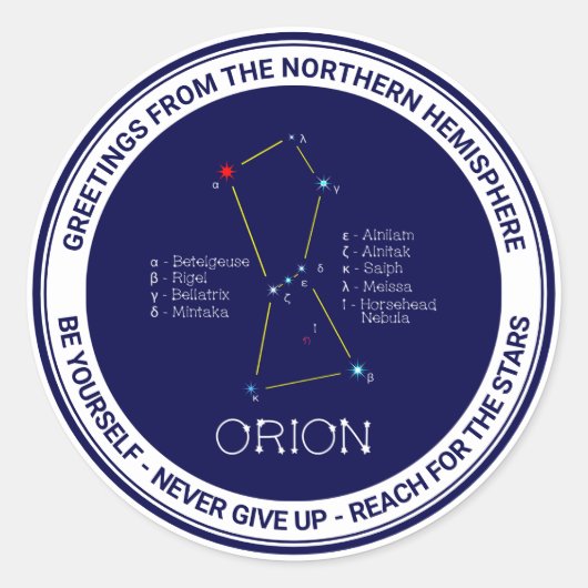 Sticker Rond Orion de constellation de l'hémisphère nord (Devant)