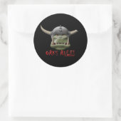 Sticker Rond Orks Rule ! (Sac)