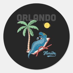 Sticker Rond Orlando Chemises Enfants Floride Dinosaure T-rex F