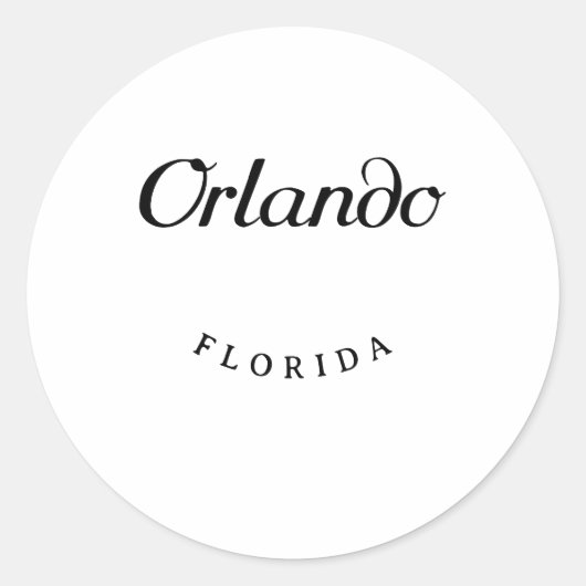 Sticker Rond Orlando Florida Black Font (Devant)