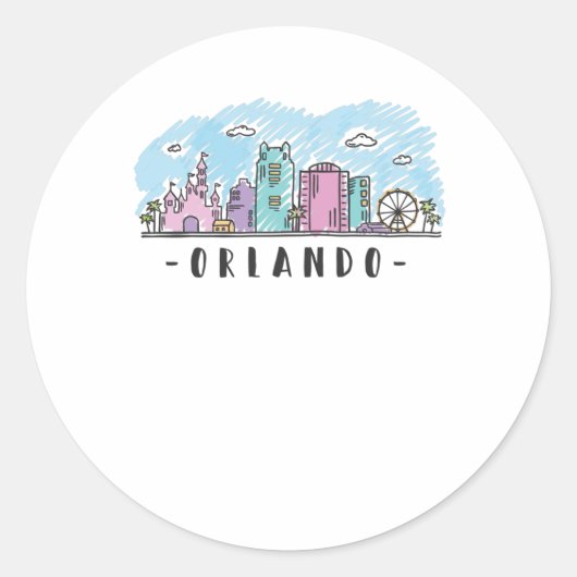 Sticker Rond Orlando Skyline (Devant)