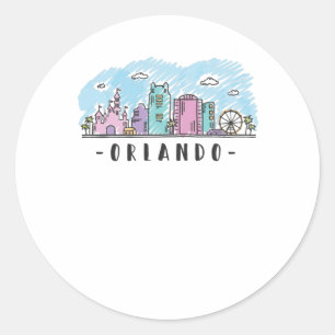 Sticker Rond Orlando Skyline
