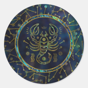 Sticker Rond Ormeau d'or de zodiaque de Scorpion sur la