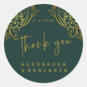 Sticker Rond Ornate Gold Frills Mariage un Merci doux (Devant)