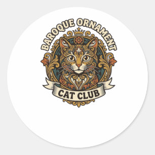 Sticker Rond Ornement baroque Chat Cadeau amateur de chat - Orn