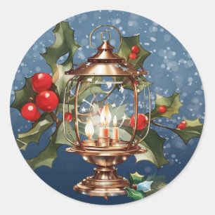 Sticker Rond Ornement de Noël en céramique bleue
