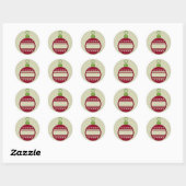 Sticker Rond Ornement de Noël rouge (Feuille)