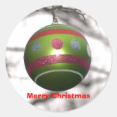 Sticker Rond Ornement de Noël vert rouge rayé (Devant)