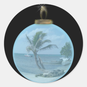 Sticker Rond Ornement de plage de paradis