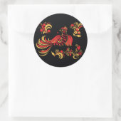 Sticker Rond ornement d'oiseaux russes (Sac)