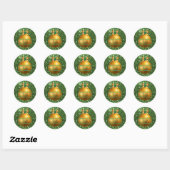 Sticker Rond Ornement d'or Parties scintillant Faux Vert (Feuille)