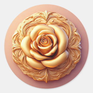 Sticker Rond Ornement floral élégant aux accents dorés