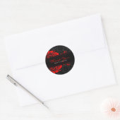 Sticker Rond Ornement Floral Noir Et Rouge (Enveloppe)