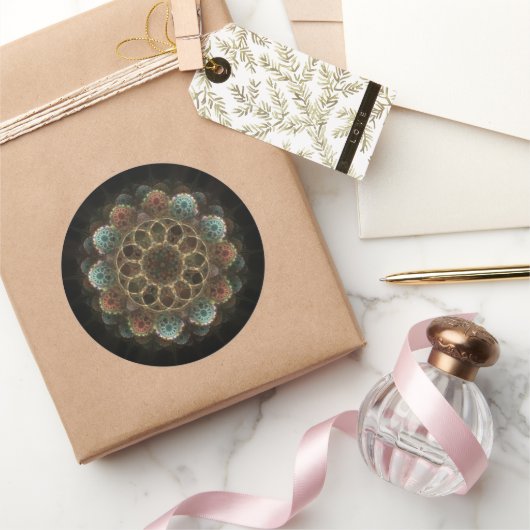 Sticker Rond Ornement fractal ésotérique sacré (Cadeaux)