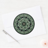 Sticker Rond Ornement fractal orné vert (Enveloppe)