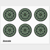 Sticker Rond Ornement fractal orné vert (Feuille)
