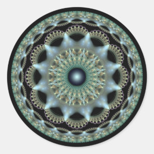 Sticker Rond Ornement fractal rond étoile brillante